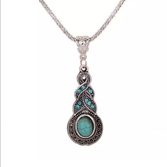 Silver Turquoise Necklace   - Picture 1 of 5